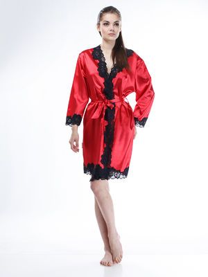 Женский халат, красный стрейч, красный, Serenade, модель 481