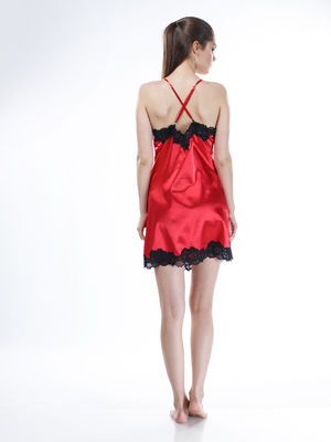Жіноча сорочка, стрейч атлас, червоний, Serenade, модель 482