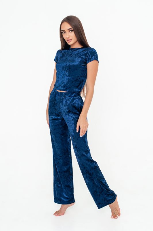 Женская пижама с брюками, велюрома, синий, Serenade, модель 5631