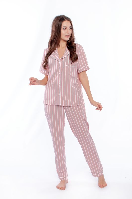 Женская пижама с брюками. софт, розовый в полоску, Serenade, модель 1504