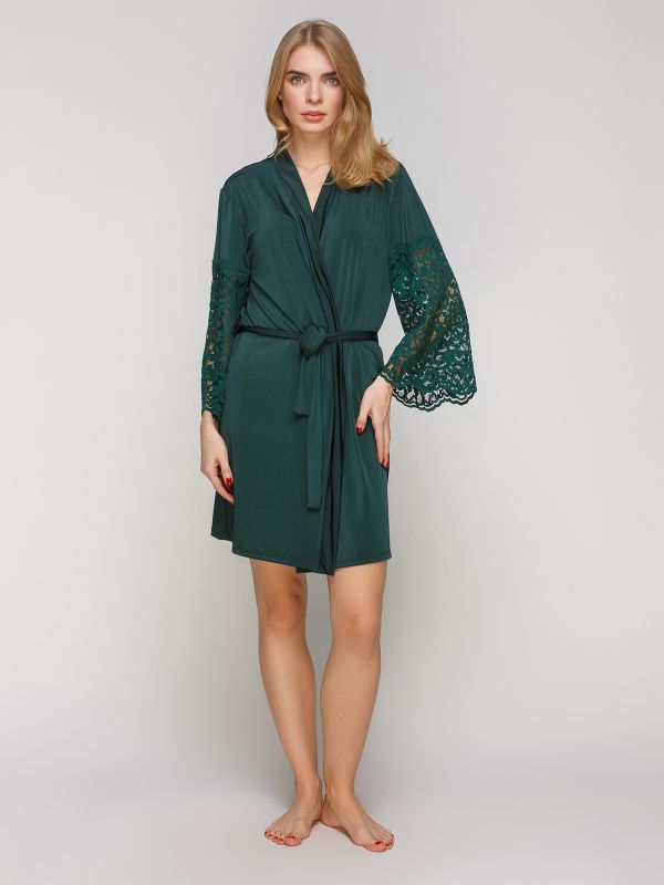 Женский халат, микрофибра, зеленый, Serenade, модель 4009