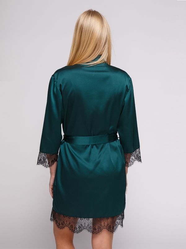 Женский халат, шелк Армани, зеленый, Serenade, модель 501