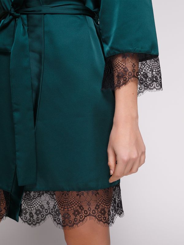 Женский халат, шелк Армани, зеленый, Serenade, модель 501