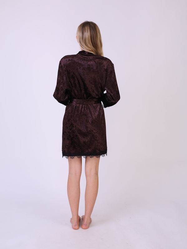 Халат жіночий велюровий, шоколадний, Serenade. модель 5071