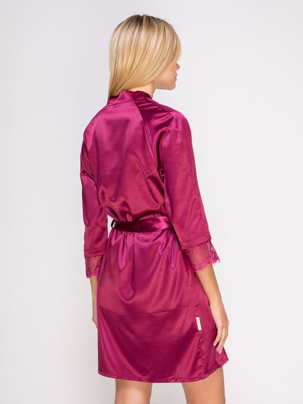 Женский халат, сатин шелк, марсала,Serenade, модель 661