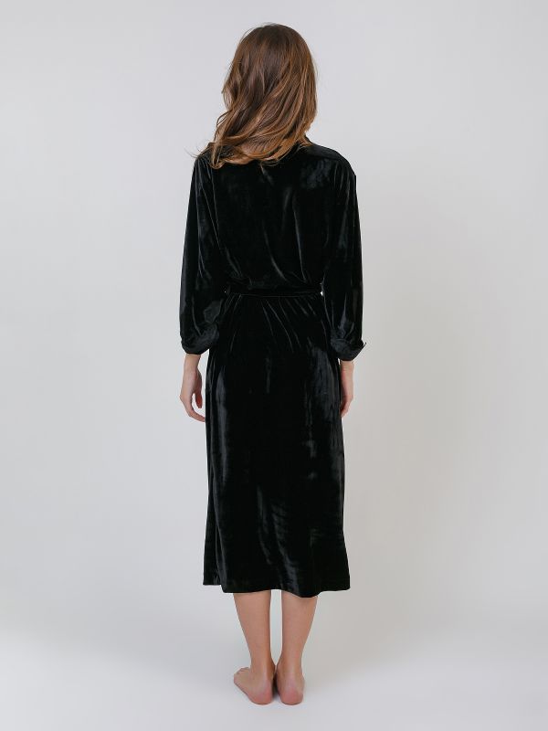 Жіночий халат, оксамитовий, чорний, Serenade, модель 9001