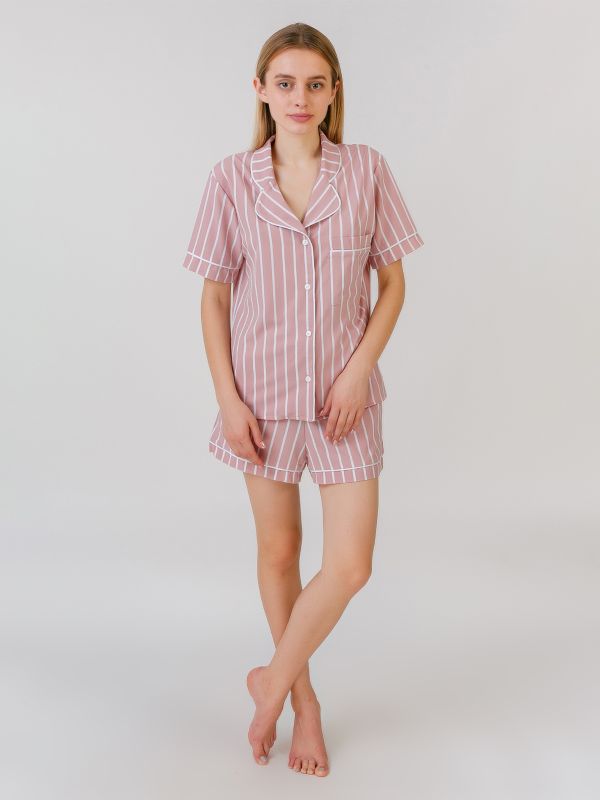 Женская пижама с шортами, софт, розовый в полоску, Serenade. модель 1503