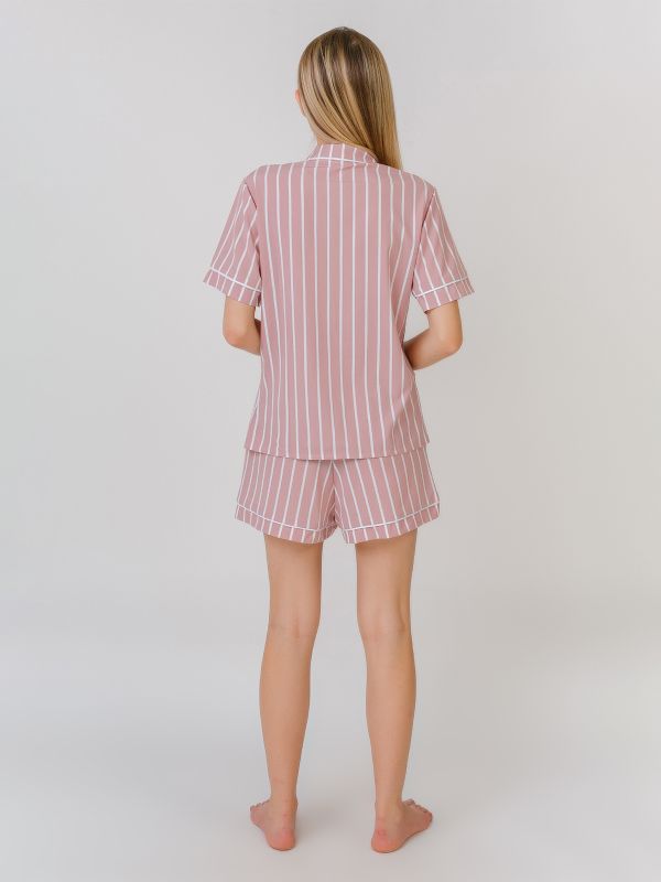 Женская пижама с шортами, софт, розовый в полоску, Serenade. модель 1503