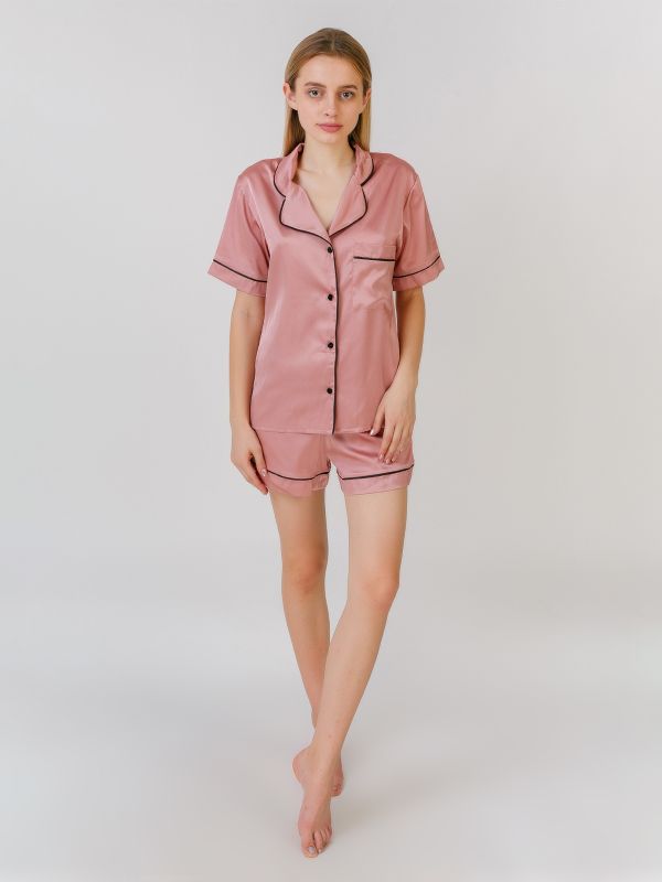 Женская пижама с шортами, шелк Армани, фрез, Serenade, модель 1513