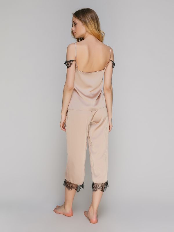 Жіноча піжама зі штанами. креп Армані, тілесний. Serenade модель 923