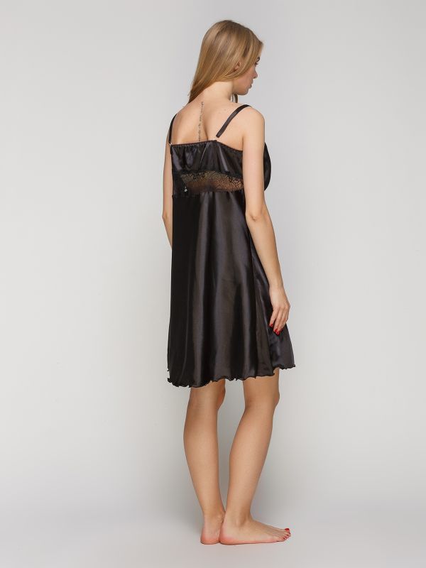 Сорочка жіноча з шовку Армані, чорний, батал, Serenade, модель 1402