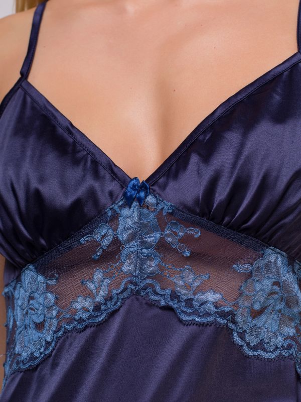Рубашка женская, сатин шелк, синий, Serenade, модель 762