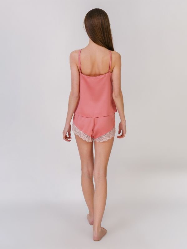 Жіноча піжама з шортами. креп Армані, кораловий, Serende модель 683