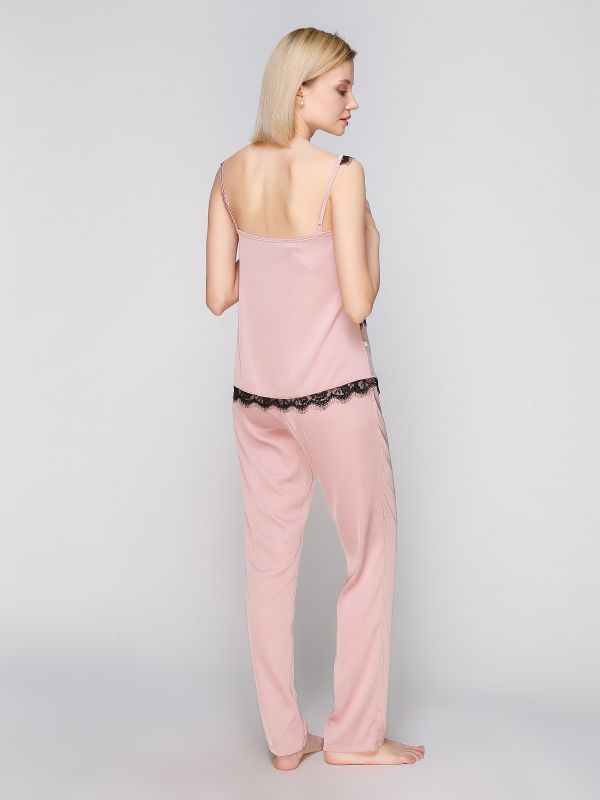 Жіноча піжама зі штанами. шовк Армані, пудровий, модель 994