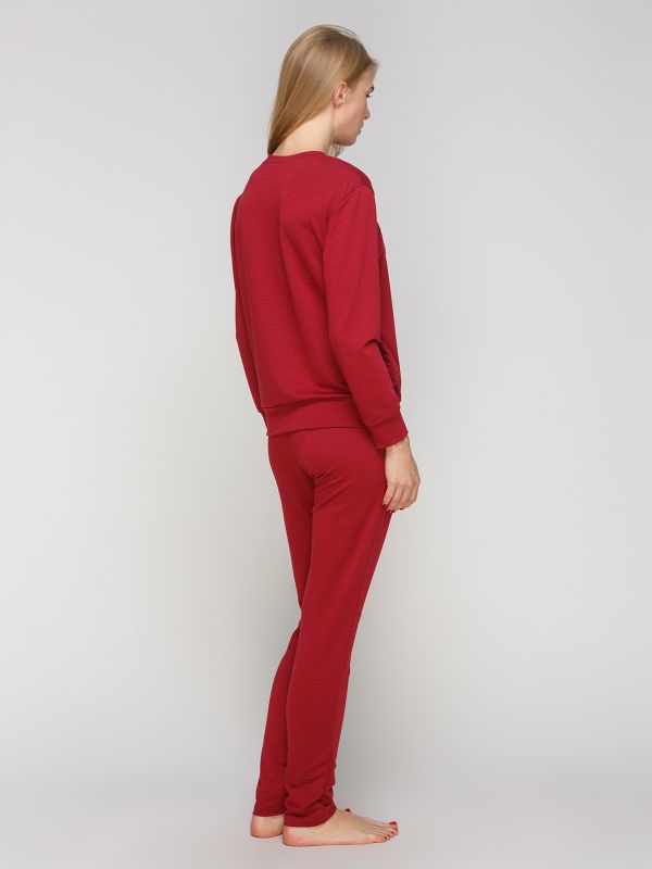 Женский домашний костюм, двунитка, бордовый, Serenade, модель 5601