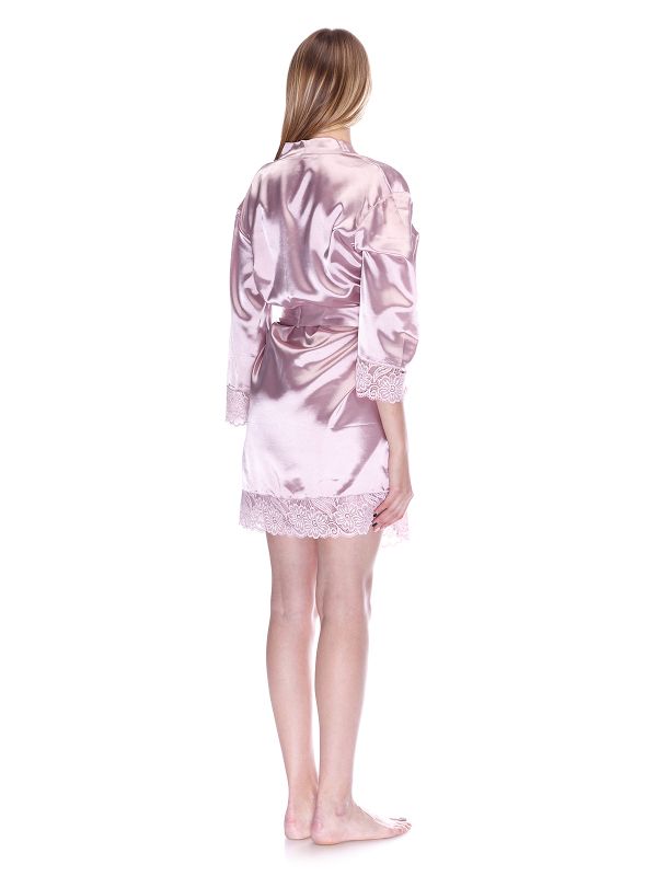 Жіночий атласний халат, палевий,  Serenade, модель 2311