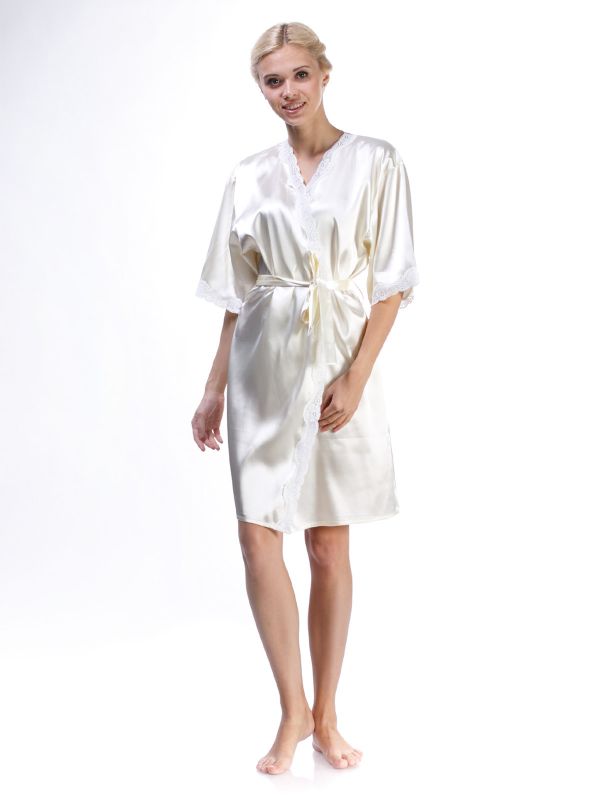 Жіночий атласний халат, шампаневий, Serenade, модель 104