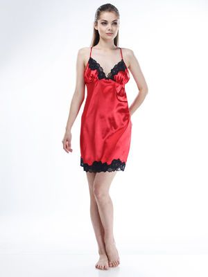 Жіноча сорочка, стрейч атлас, червоний, Serenade, модель 482