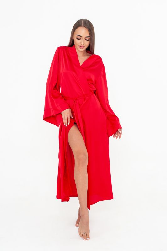 Женский халат, шелк Армани, красный, Serenade, модель 991-6Д