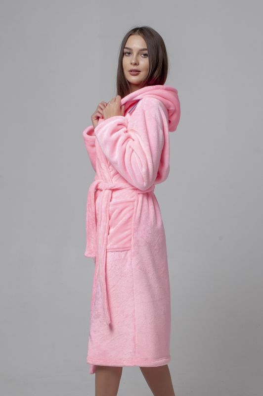 Халат жіночий махровий з капюшоном, рожевий, Serenade, модель 18