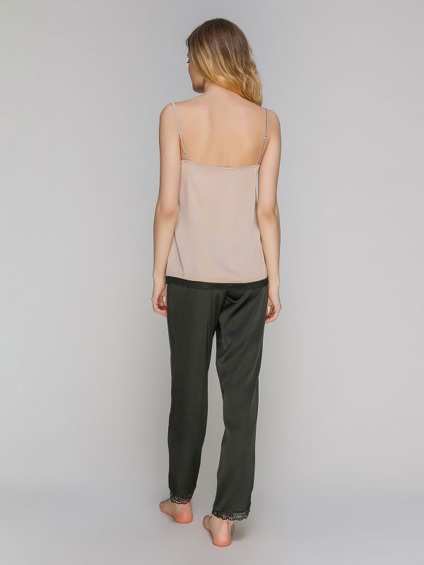 Жіноча піжама зі штанами, креп Армані, тілесний, Serenade, модель 924