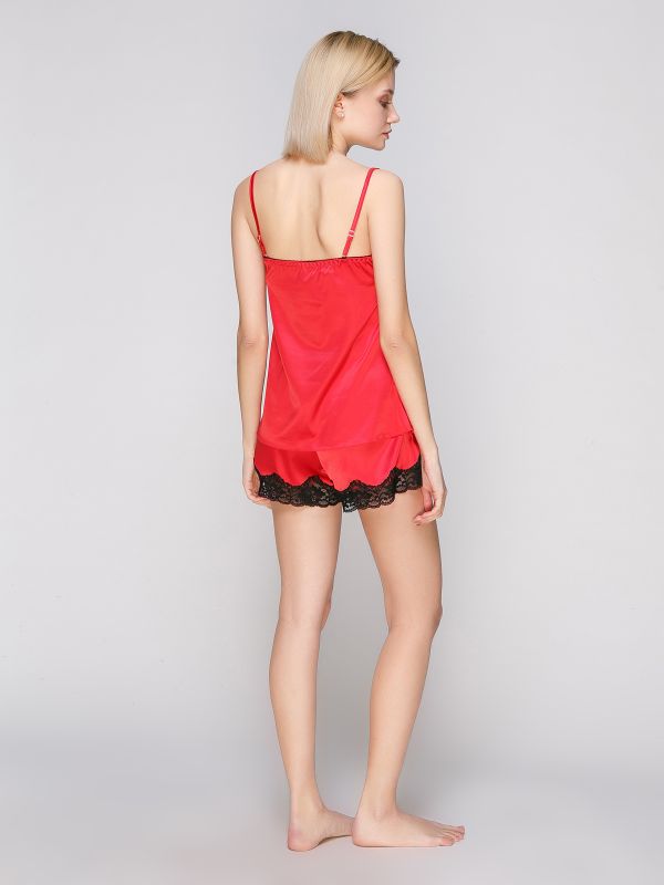 Женская пижама с шортами. шелк арманский, красный Serenade,модель 487