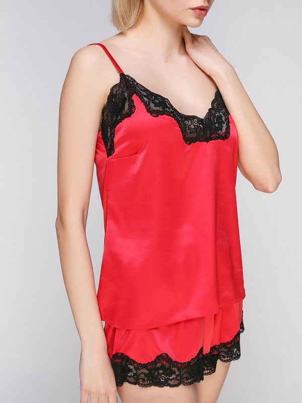 Жіноча піжама з шортами. шовк армані, червоний Serenade,модель 487