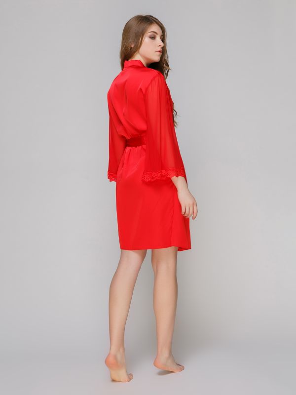 Жіночий шовковий халат, червоний, Serenade, модель 181