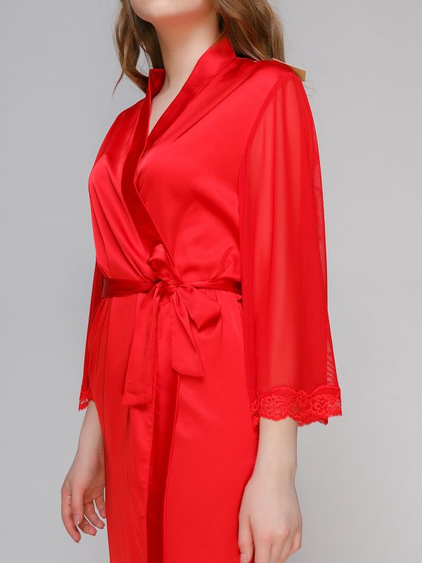 Женский шелковый халат, красный, Serenade, модель 181